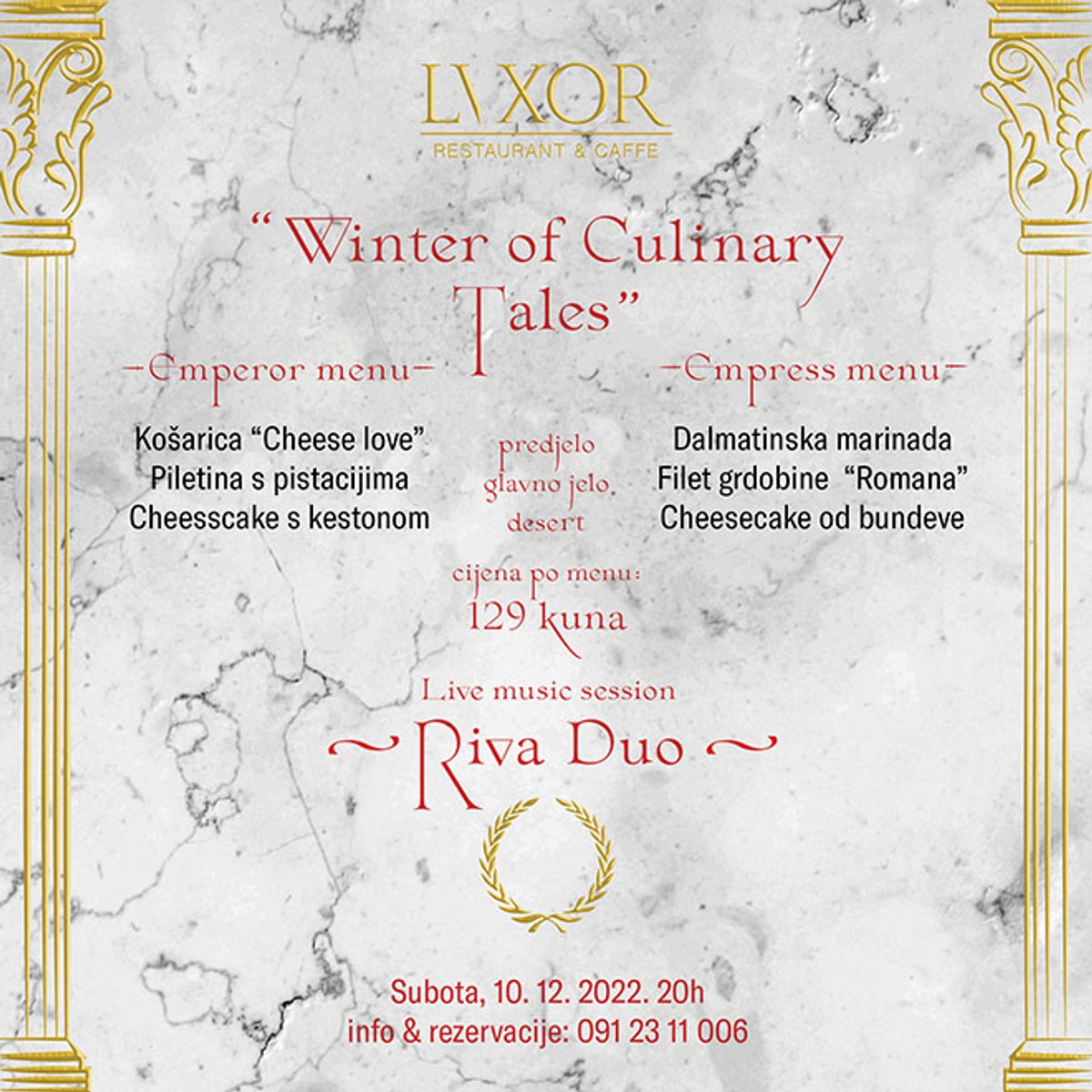 Savršena večera u restoran/kavani Lvxor