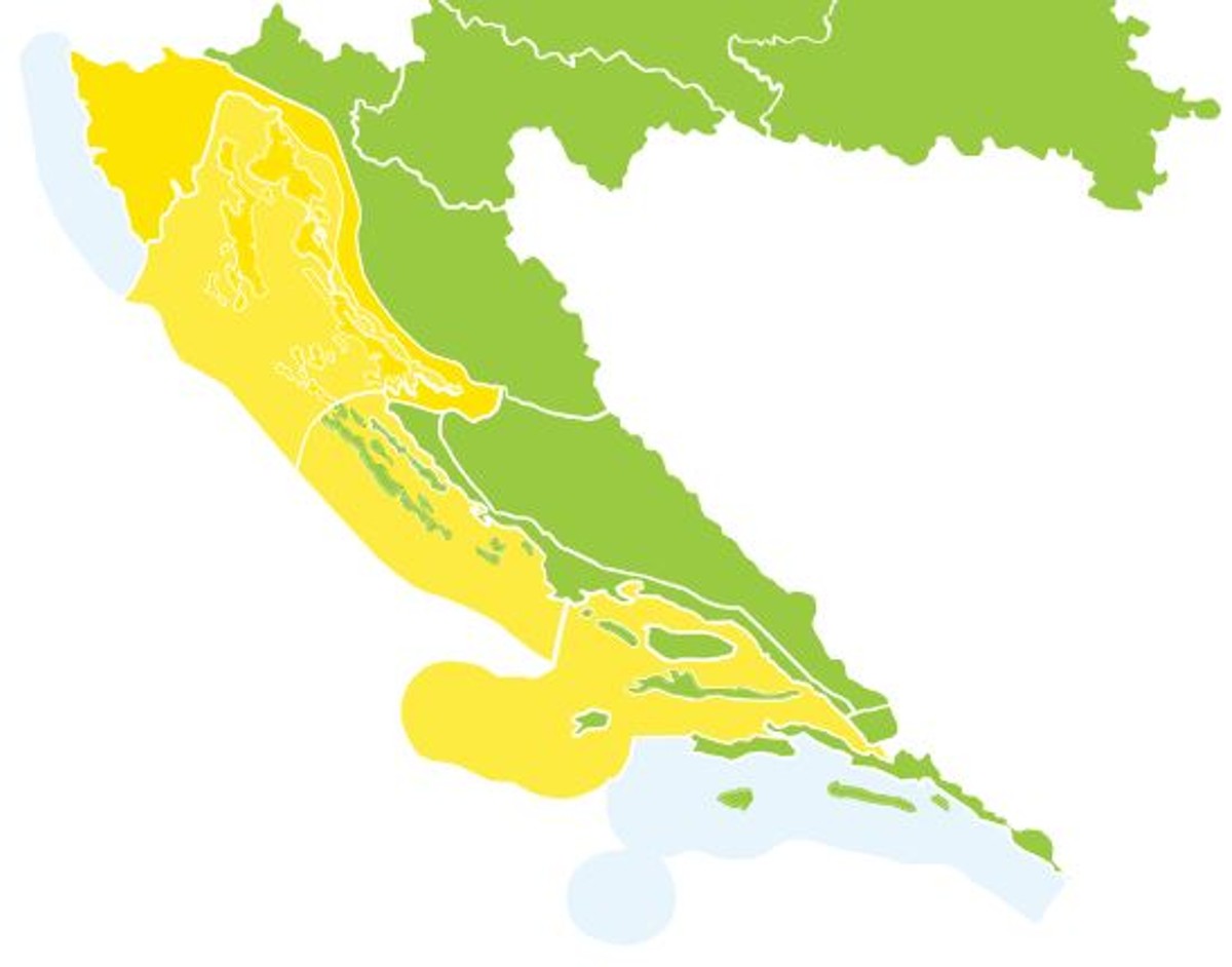 DHMZ JAVLJA Dio Dalmacije sutra pod žutim upozorenjem