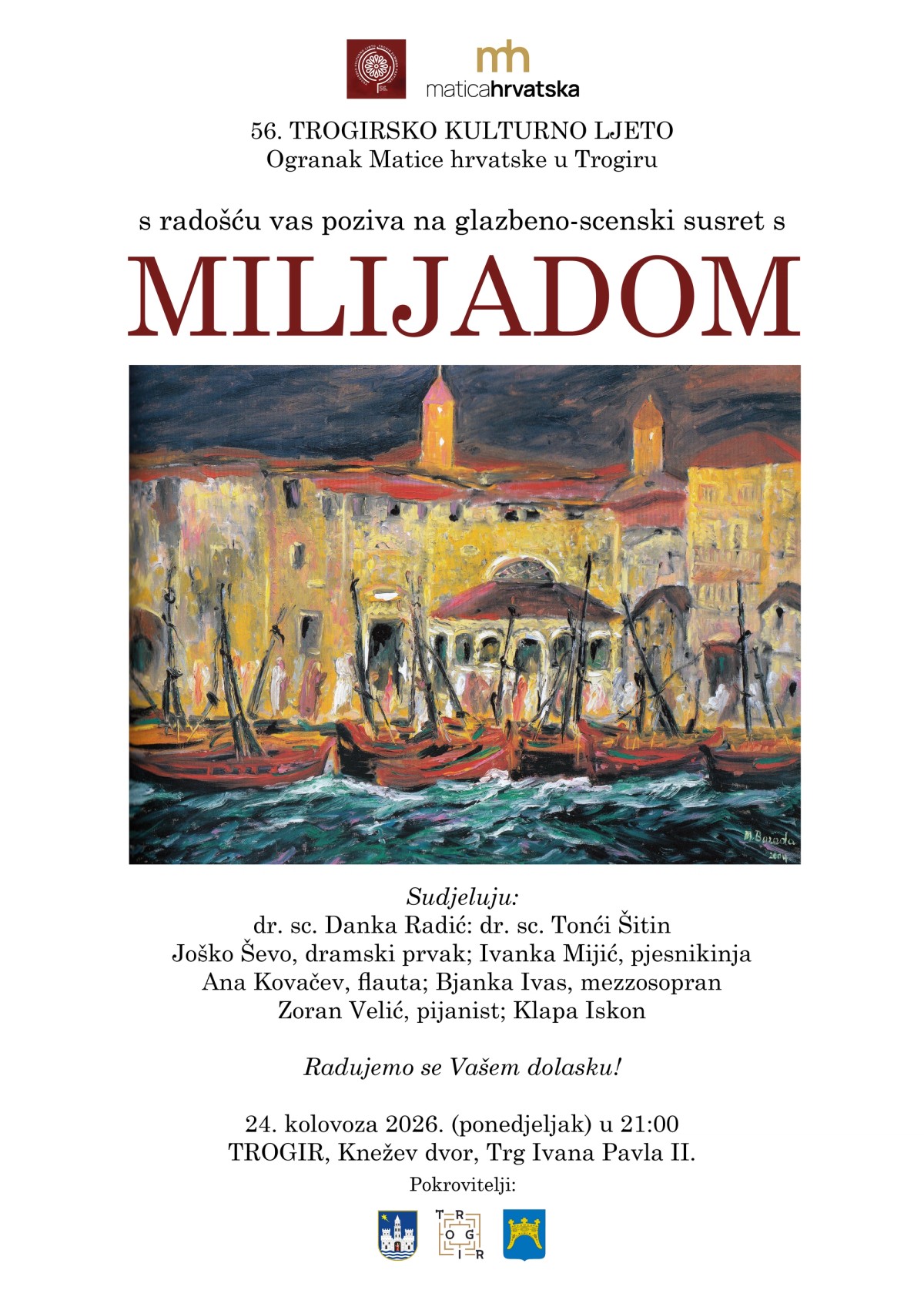 'Milijada' donosi glazbeno-scenski susret u Trogiru