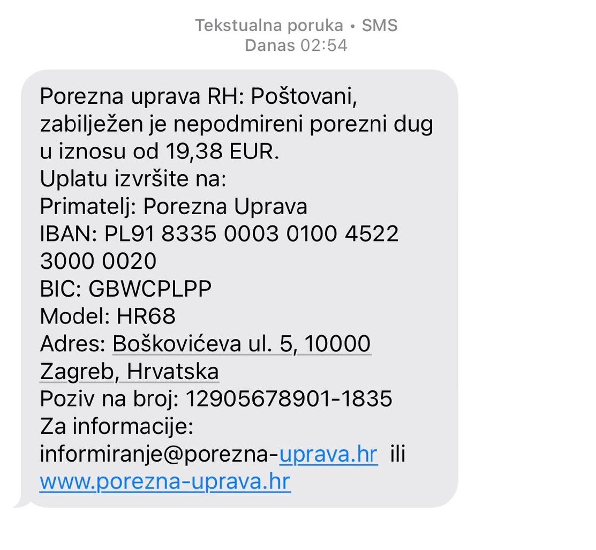 NOVI POKUŠAJI PREVARE 'Porezna uprava ne dostavlja obavijesti o poreznom dugu slanjem SMS poruka'