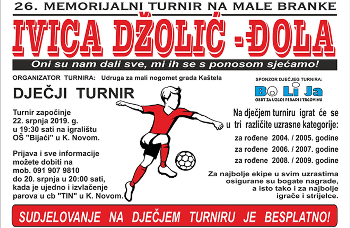 SVI NA MALE BRANKE: U tijeku su prijave za memorijalni turnir 'Ivica Džolić - Đola'