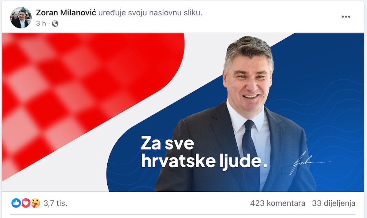 Milanović promijenio fotografiju na Facebooku. Ima i novi slogan