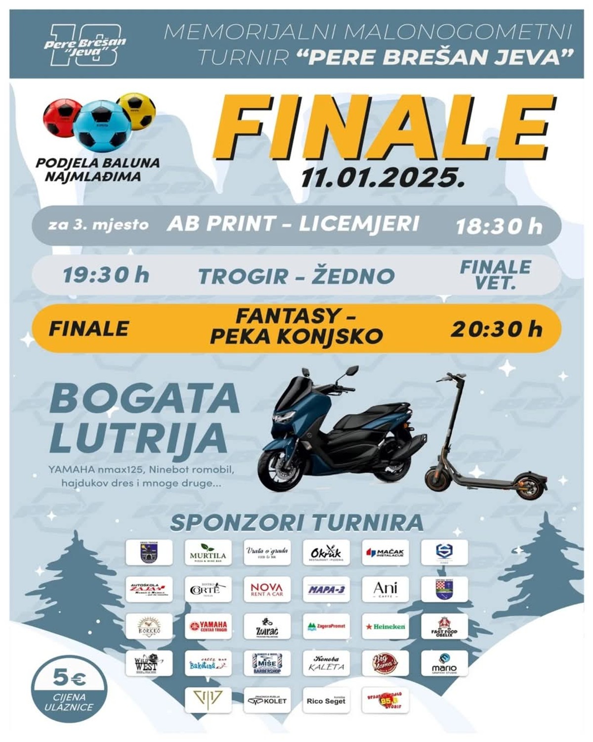 Malonogometni memorijalni turnir Pere Brešan Jeva: Finale se igra u subotu