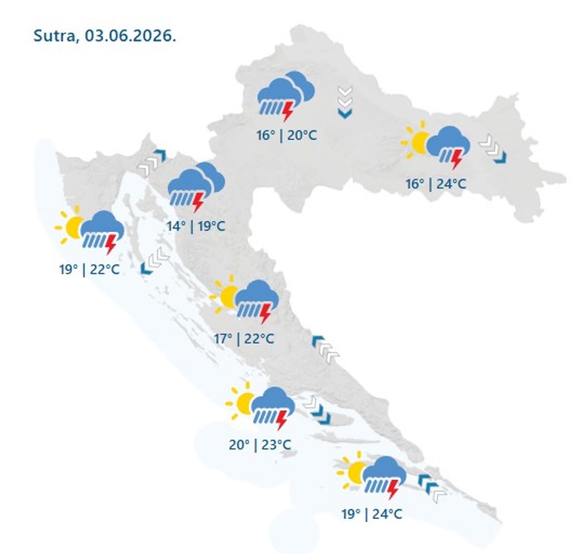 Sprema se grmljavinsko nevrijeme uz jak vjetar na splitskom području, upaljen meteoalarm