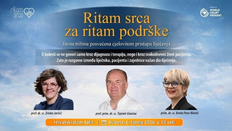 TREĆE IZDANJE Udruga Ritam srca u Splitu priređuje javnu tribinu o kardiovaskularnim bolestima