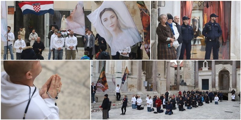 FOTO/VIDEO Katolički muževi i jutros molili na Peristilu, policija ih osiguravala