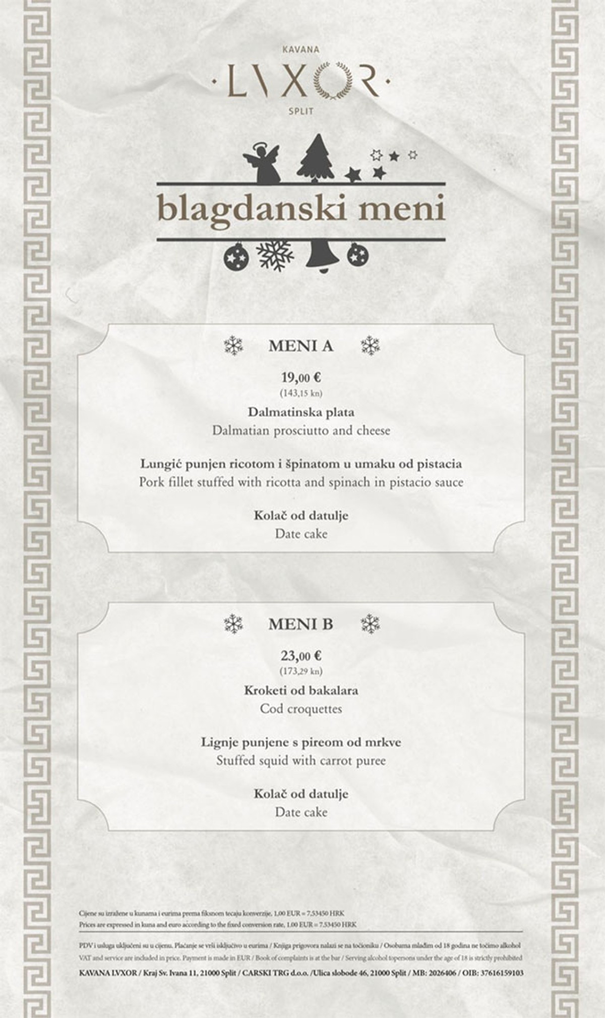 Posljednjeg vikenda u godini užitak uz blagdanski meni i omiljene pizze u restoran/kavani Lvxor