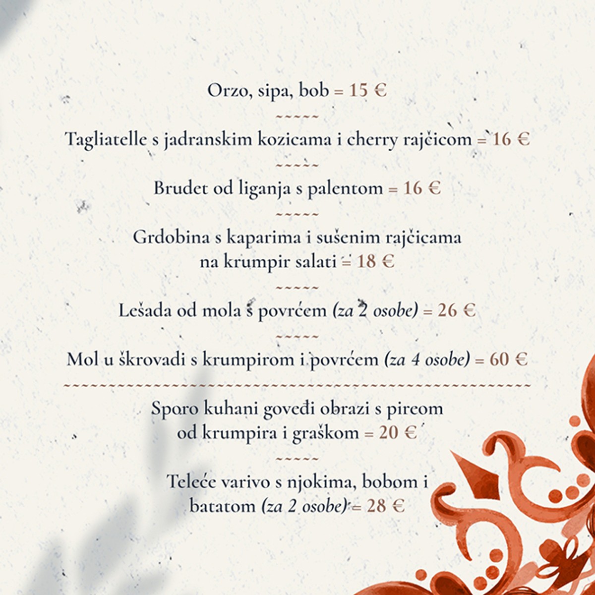 Dnevna ponuda jela u splitskoj Kadeni