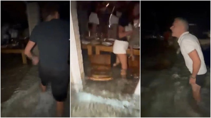 NEVJEROJATAN VIDEO Potpuno poplavljena konoba na Kornatima puna turista, nastala panika
