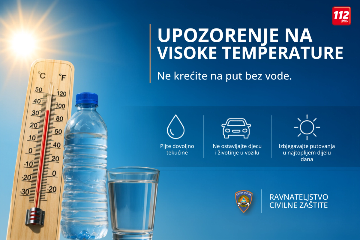 DHMZ upozorava na visoke temperature: Ne krećite na put bez vode