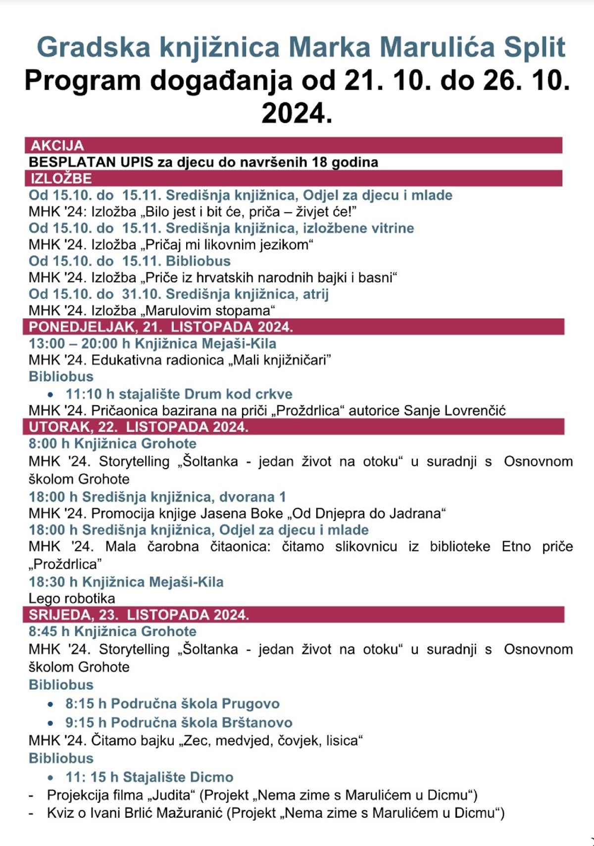 GKMM pripremila bogat program ovaj tjedan