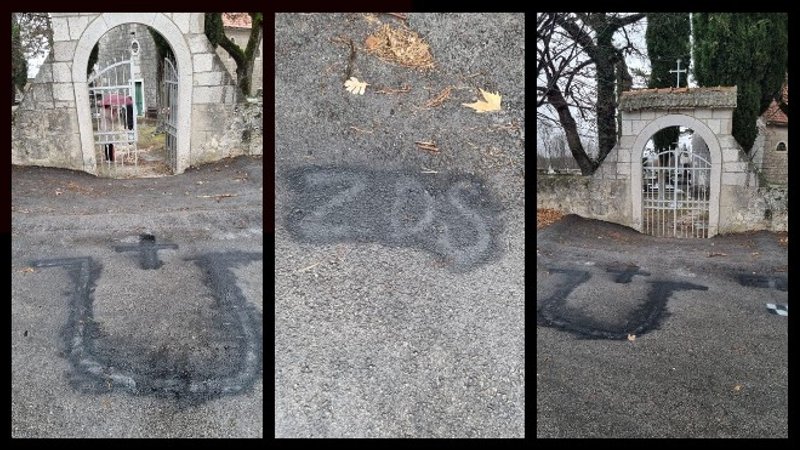 FOTO: U Dicmu pred pravoslavnom crkvom osvanulo ustaško znakovlje