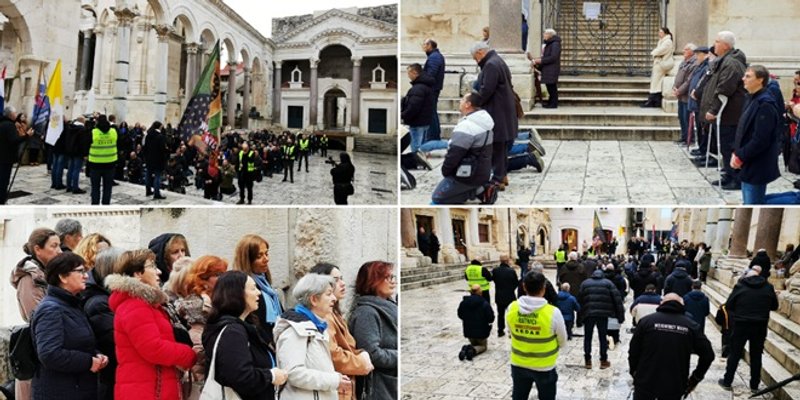 FOTO/VIDEO Katolički muževi i jutros molili na Peristilu, podržava ih sve više žena