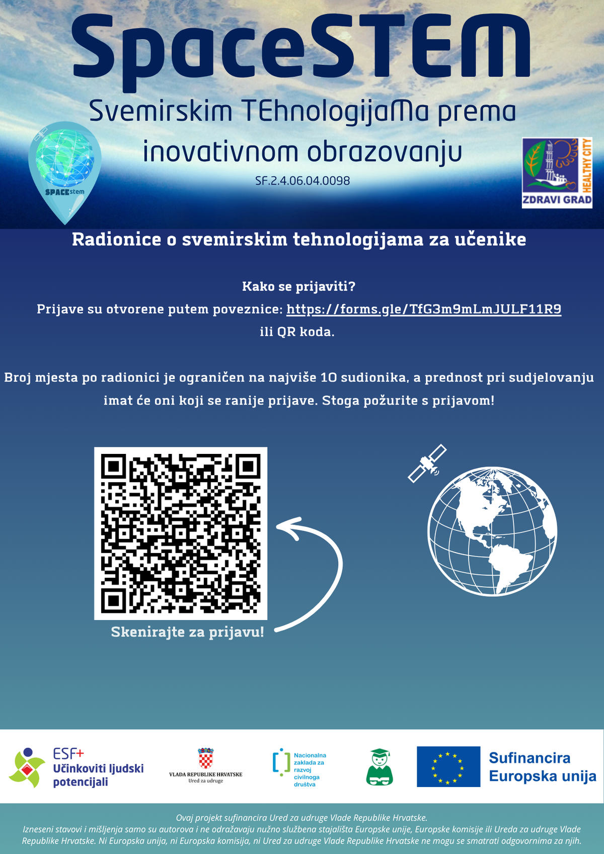 SpaceSTEM u travnju: Svemirske tehnologije i upravljanje krizama za osnovnoškolce