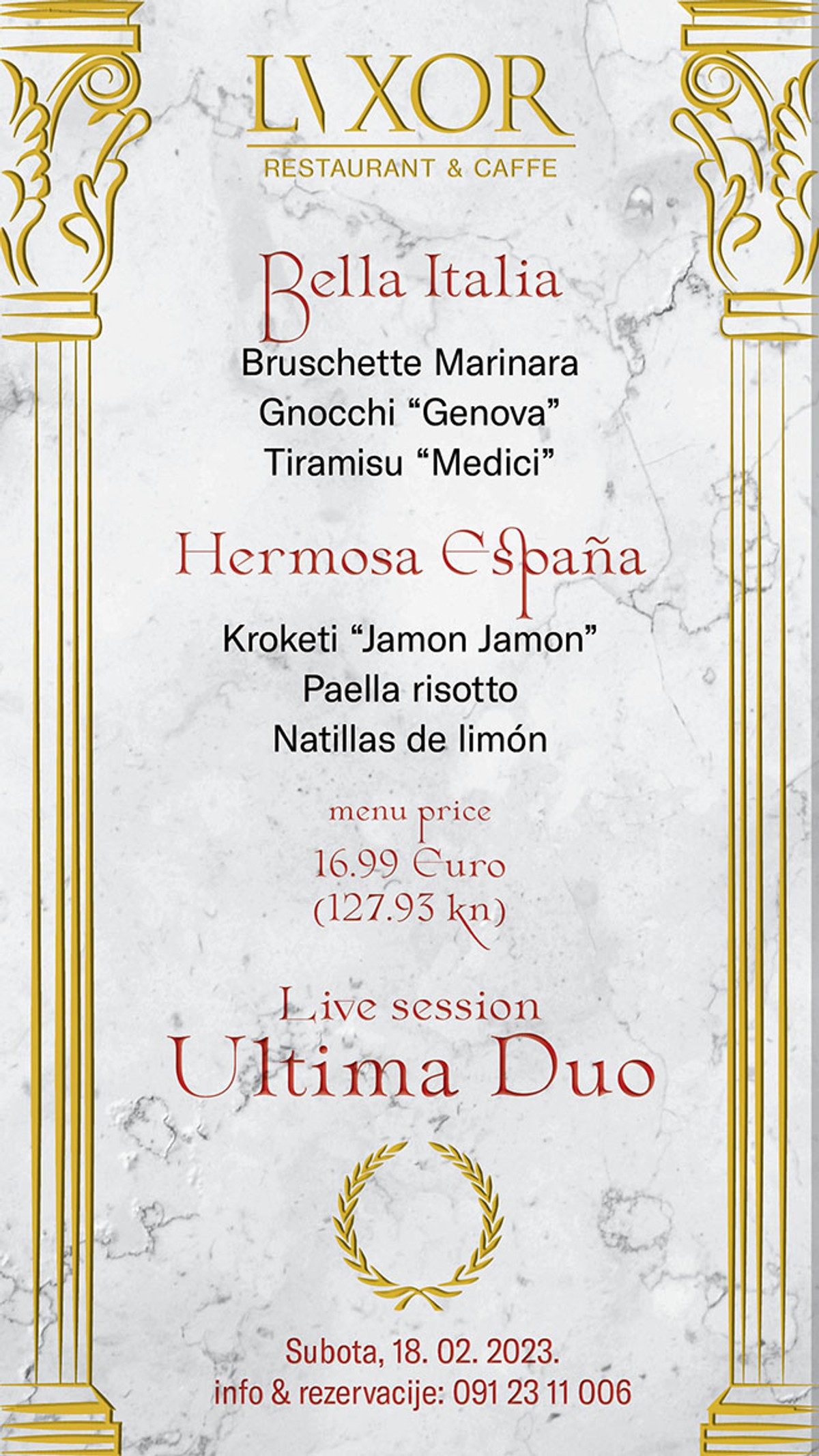 Specijaliteti talijanske i španjolske kuhinje u restoran/kavani Lvxor