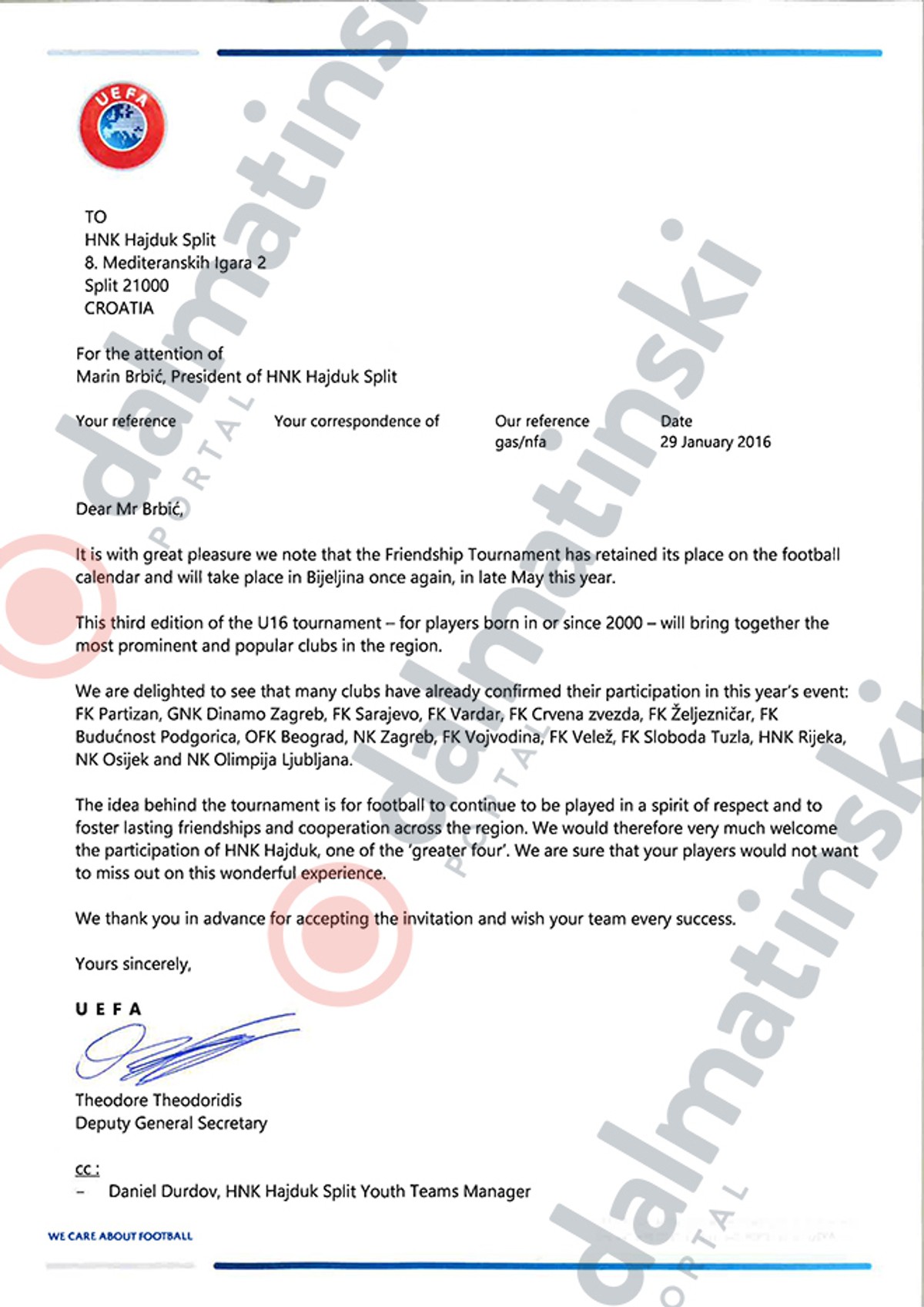 Hajduk jedini odbio sudjelovati na kadetskom turniru koji okuplja najjače klubove bivše Jugoslavije