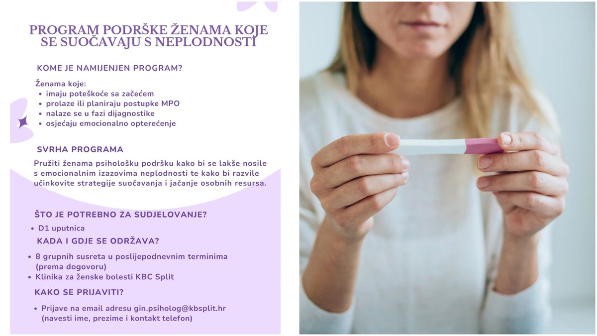 KBC Split pokreće program psihološke podrške ženama koje se suočavaju s neplodnosti