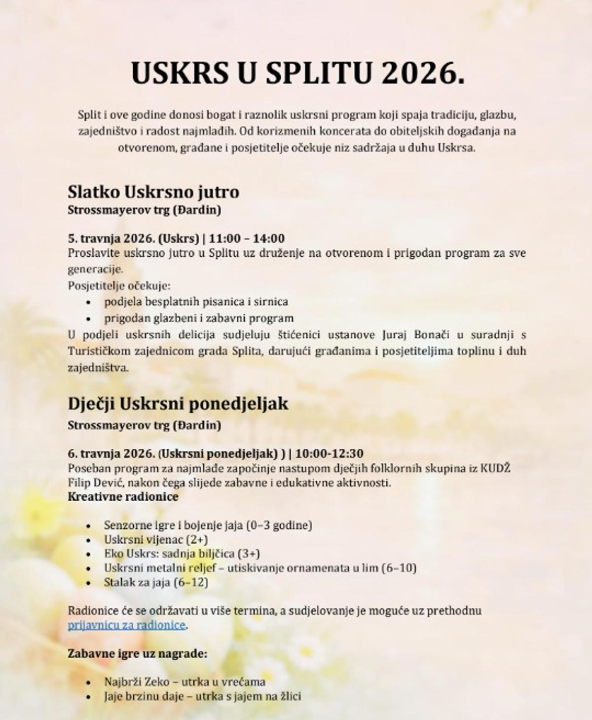 NEDJELJA U ĐARDINU 'Slatko uskrsno jutro'