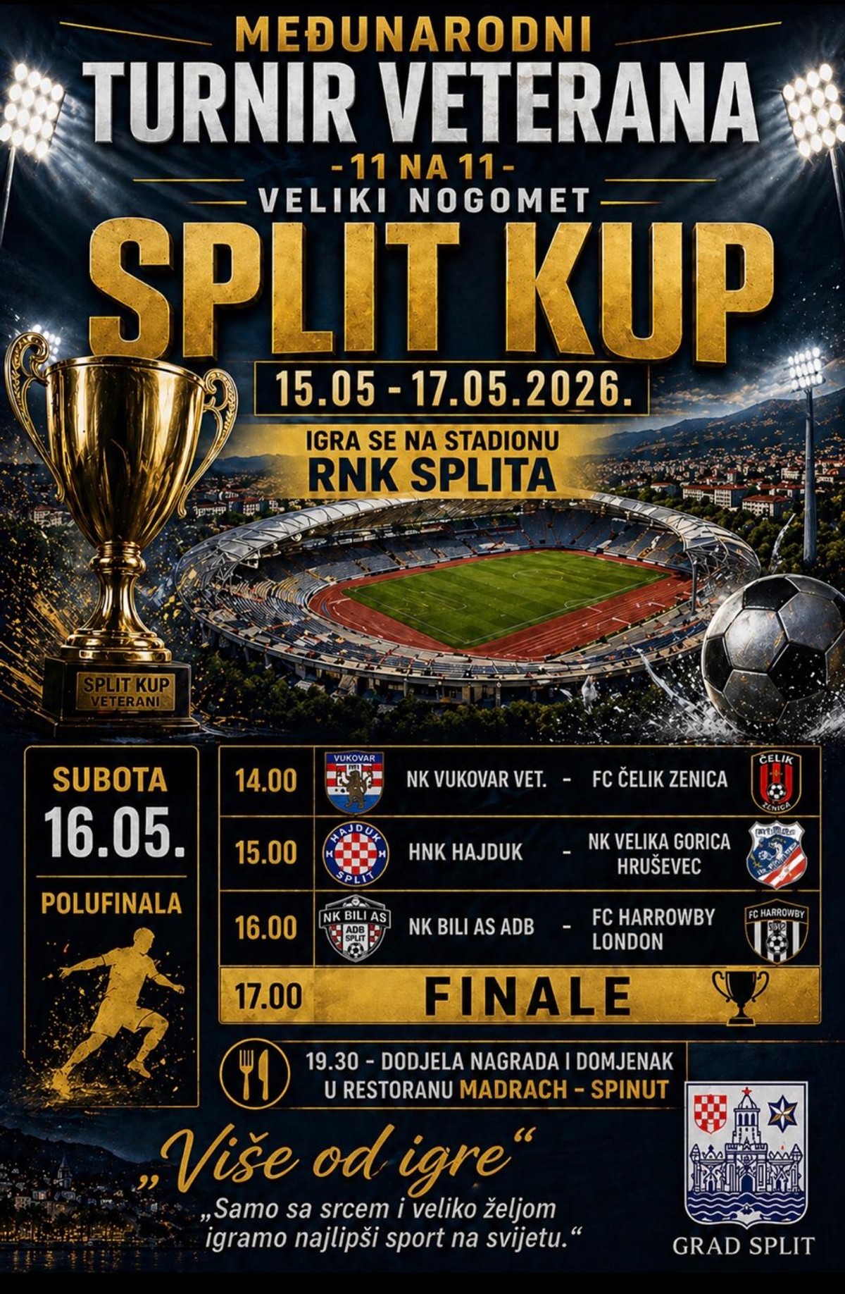 Od petka do nedjelje Split je domaćin veteranskog turnira, nastupit će i Hajduk