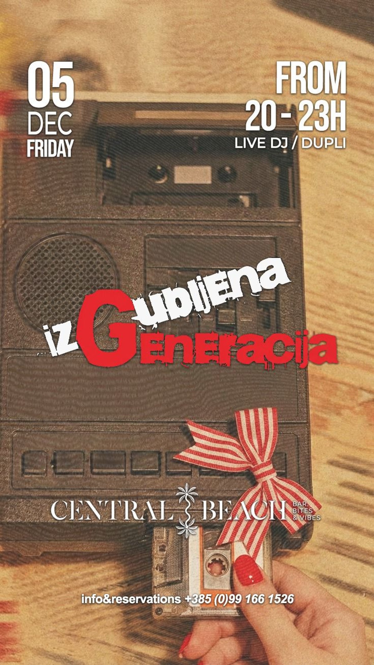 IZGUBLJENA GENERACIJA U CENTRAL BEACHU Adventski program započinje ovog petka nastupom Damira Duplančića