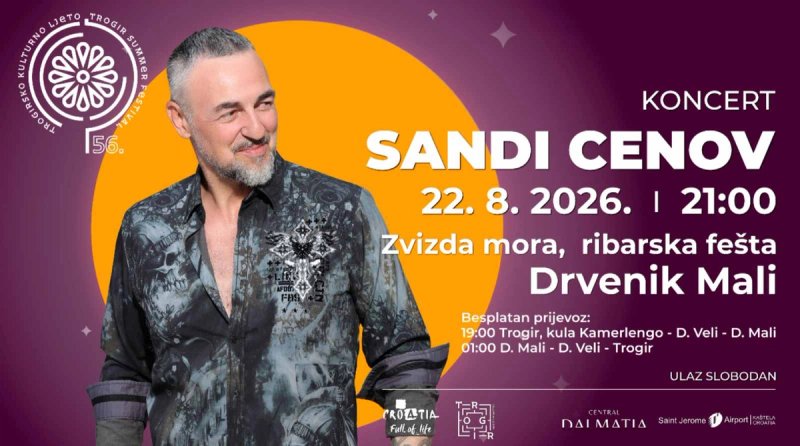 Sandi Cenov stiže na Zvizdu mora na Drvenik Mali – ulaz i prijevoz brodom besplatni