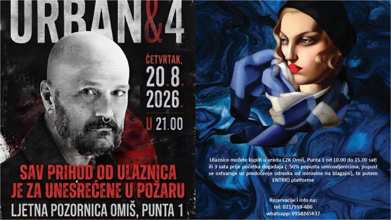 OMIŠKO KULTURNO LJETO Sav prihod od Urbanovog koncerta ide unesrećenima