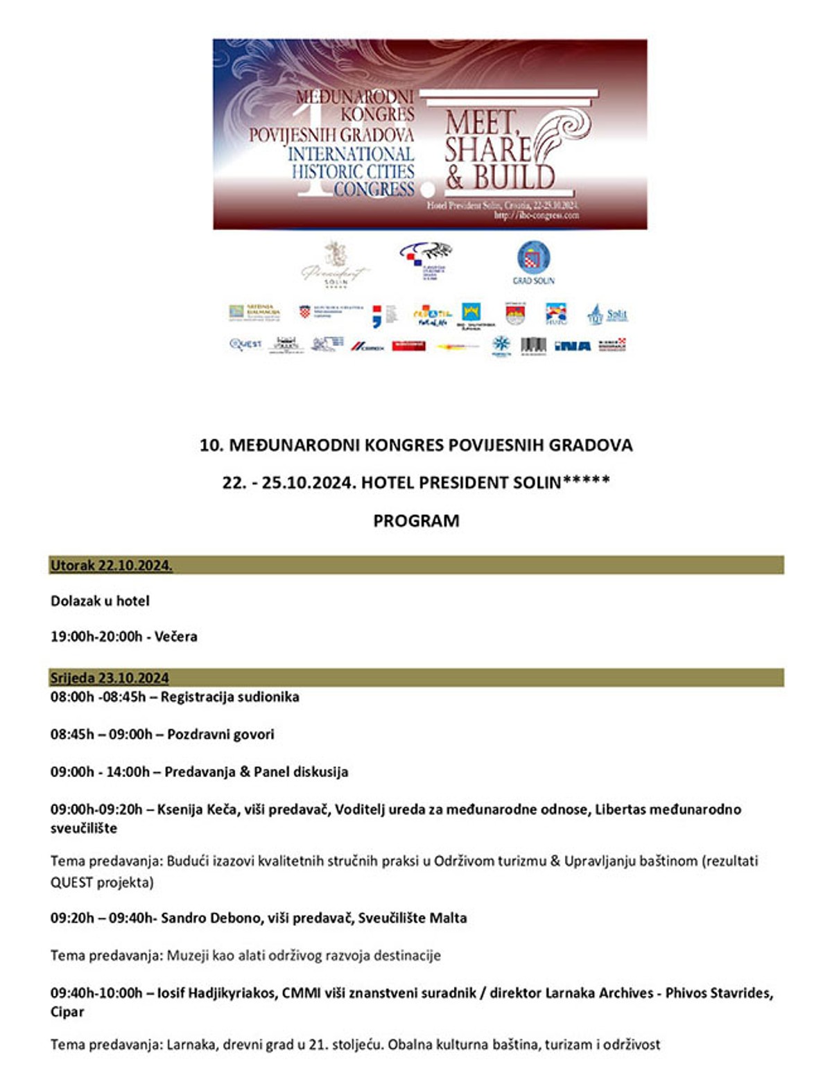 KONGRES POVIJESNIH GRADOVA 'Pozicionira nas na međunarodnoj mapi destinacija kulturnog turizma'