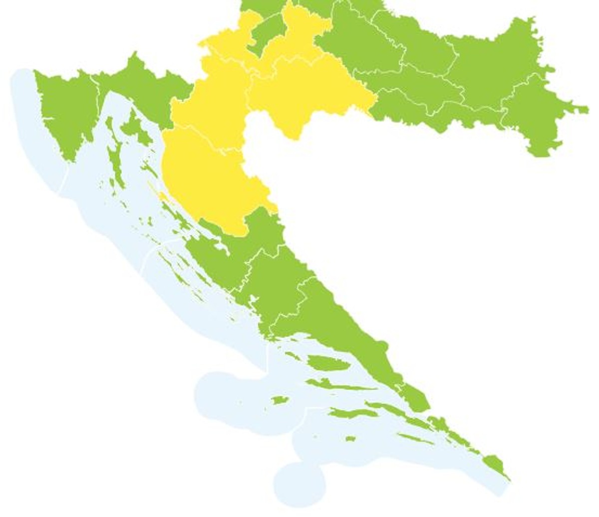 Dio obale sutra pod žutim upozorenjem