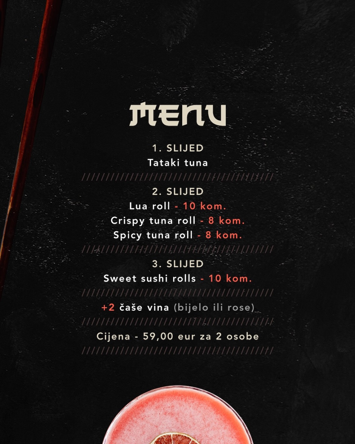 Tematski tjedan u Sushi baru po cijeni od 59 eura za dvije osobe