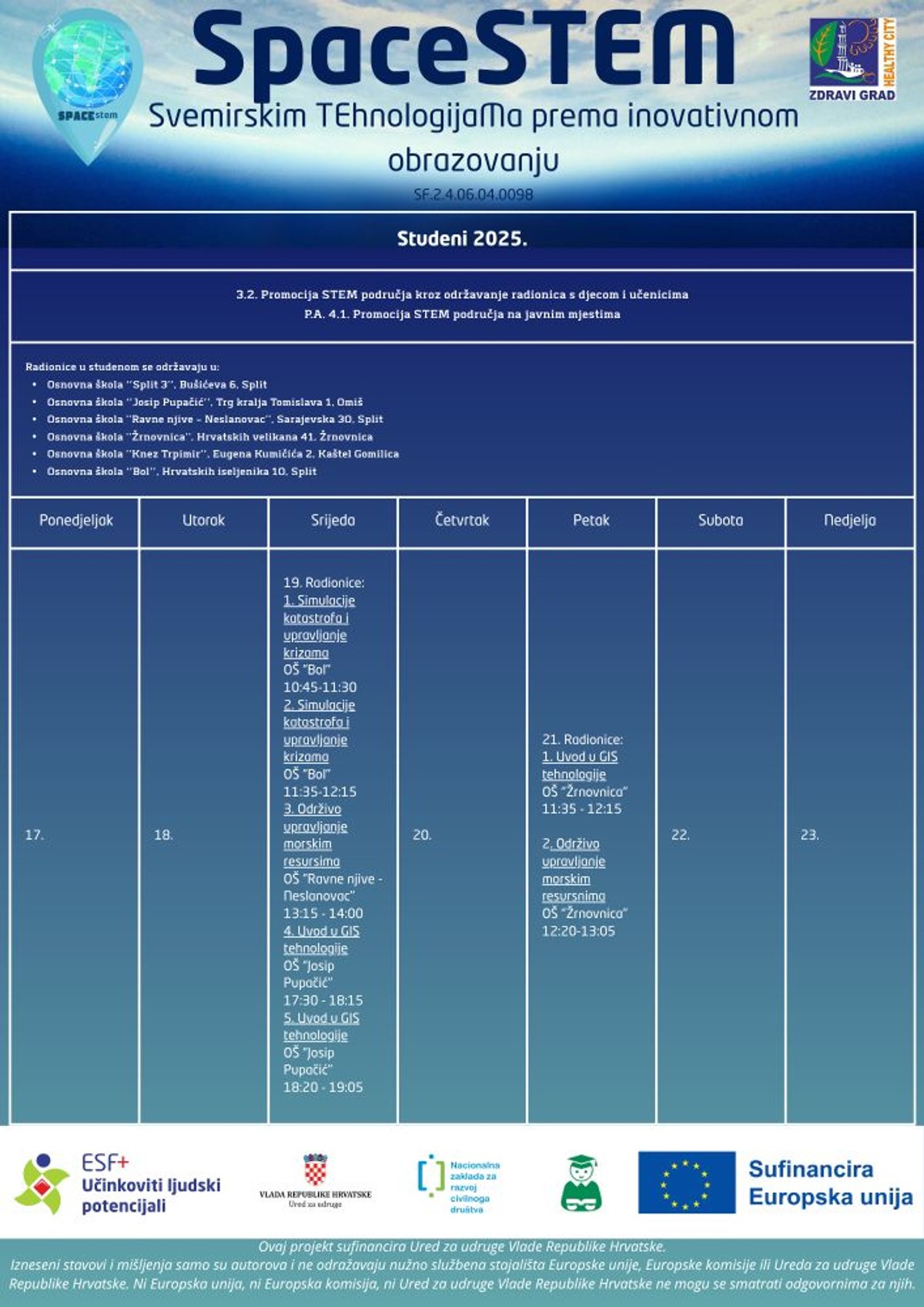 SpaceSTEM Studeni: Nove teme, nova škola i nova promotivna aktivnost!