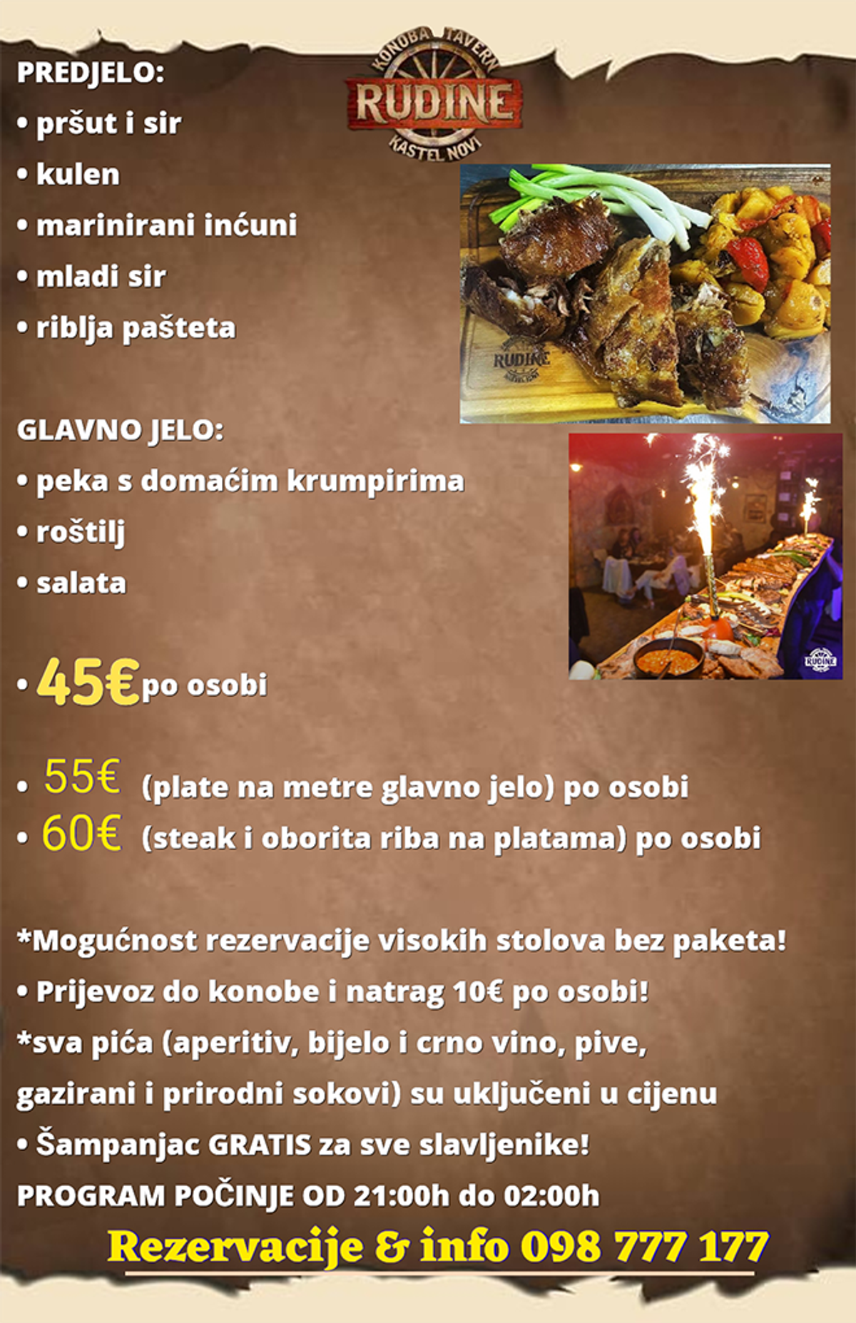 Vikend u Konobi Rudine: glazba uživo, gurmanske delicije i zabava za najmlađe