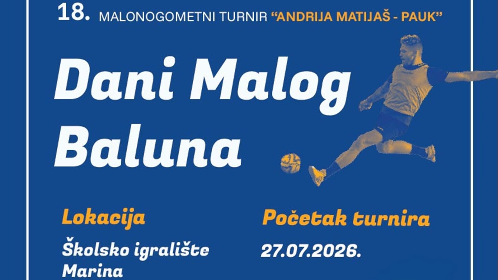 Spektakl malog nogometa vraća se u Marinu: Počinje 18. Memorijalni turnir 'Andrija Matijaš - Pauk'