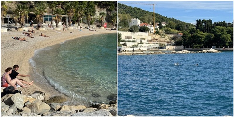 STUDENI U SPLITU Plaža Kaštelet puna kupača