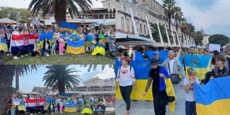 FOTO/VIDEO Splitski Ukrajinci na Rivi prosvjeduju protiv rata