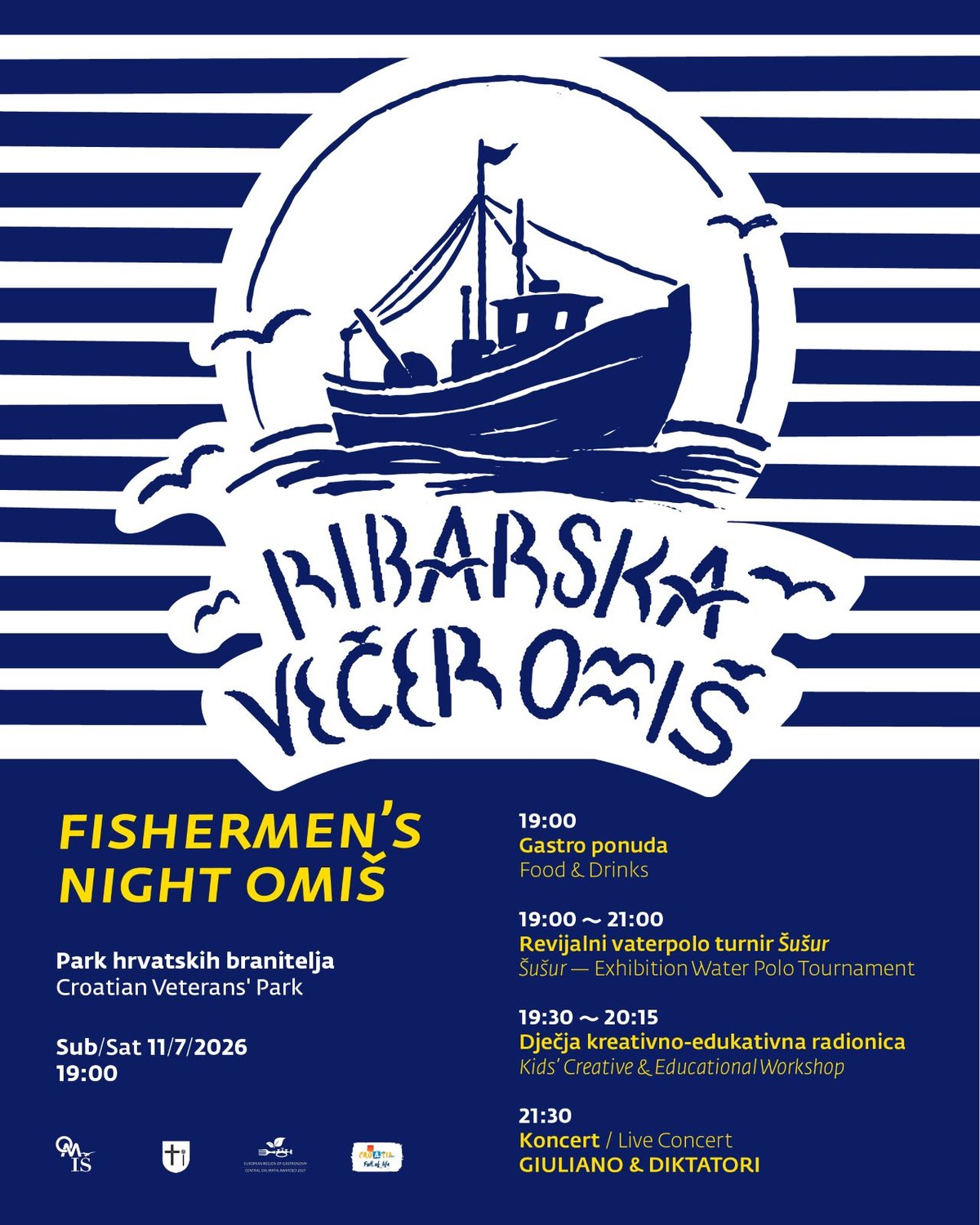 11. srpnja Omiš slavi more, tradiciju i ljeto - stiže Ribarska večer uz koncert Giuliana & Diktatora