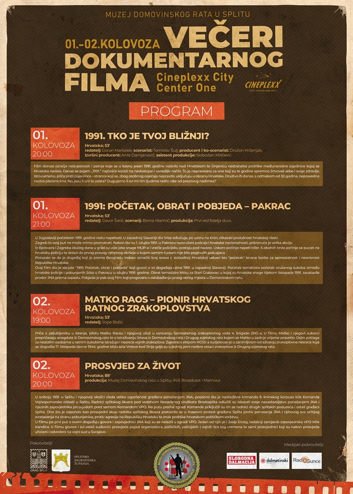 Muzej Domovinskog rata donosi nove 'Večeri dokumentarnog filma', evo programa