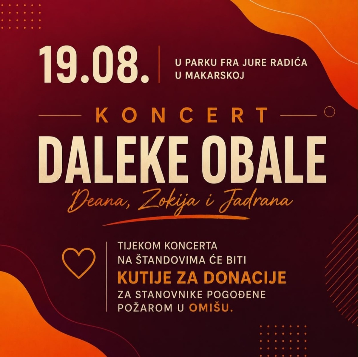 Večeras koncert Daleke obale u organizaciji studenata, prikupljat će donacije za pogođene požarom u Omišu
