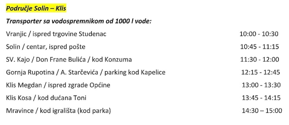 ZAMUĆENA VODA Mjera prokuhavanja vode na splitskom području i danas je na snazi, evo rasporeda cisterni