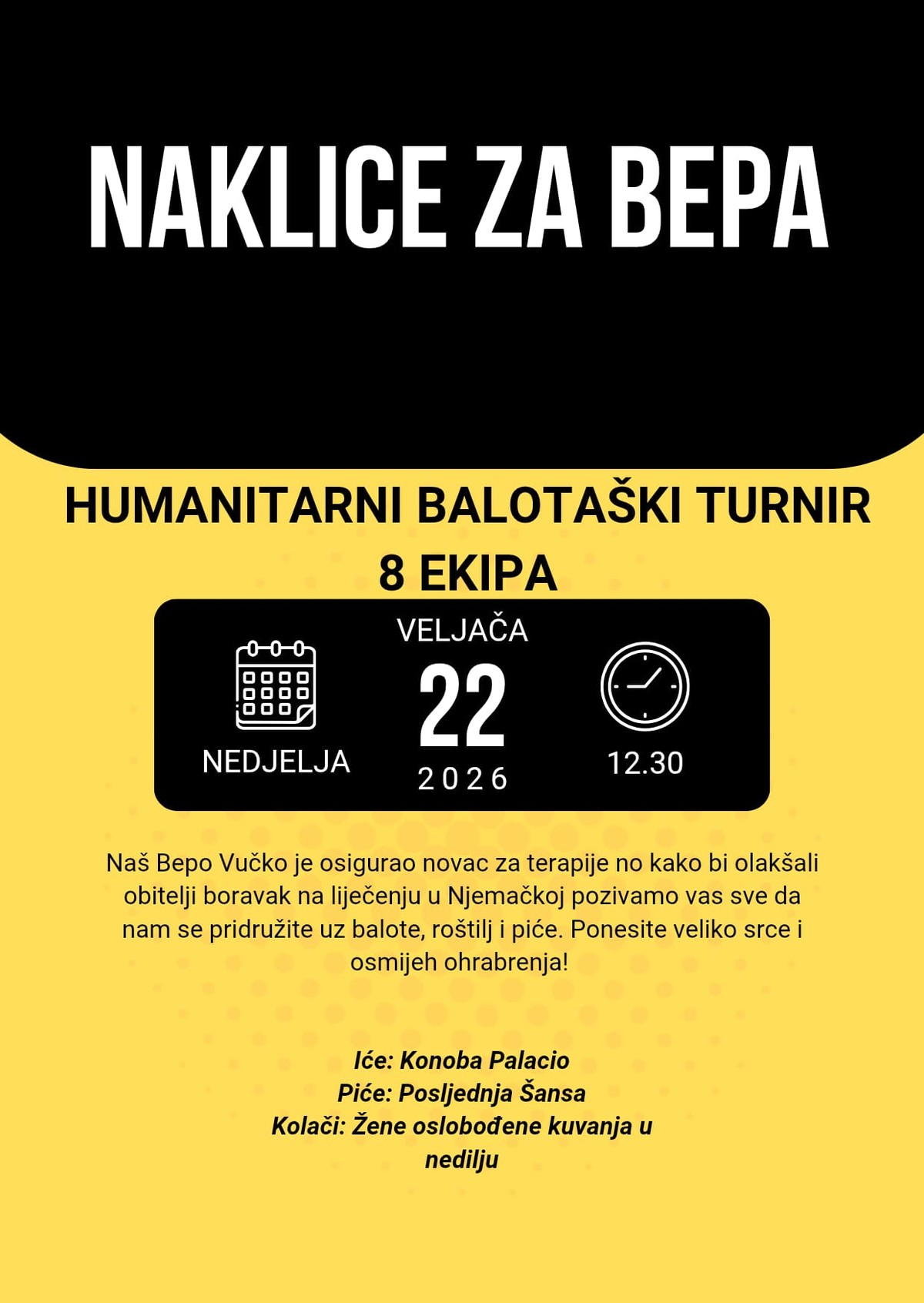 U Naklicama humanitarni balotaški turnir za 19-godišnjeg Bepa iz Podstrane