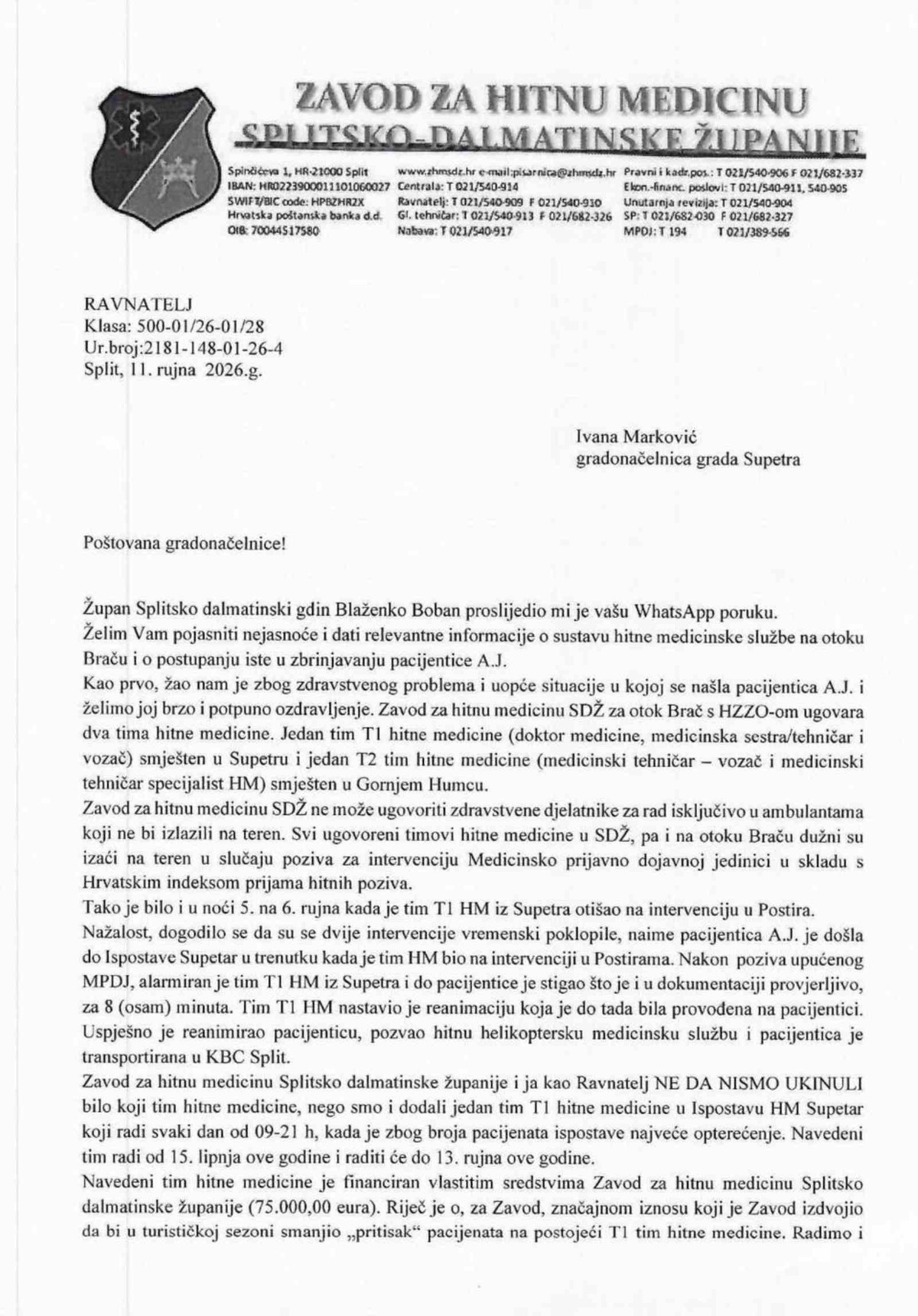 Gradonačelnica Supetra traži hitne promjene na otocima: Ovo je pitanje života i smrti!