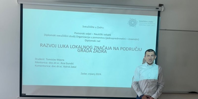 POMORSKI ODJEL SVEUČILIŠTA U ZADRU Stigao prvi magistar inženjer pomorskog prometa