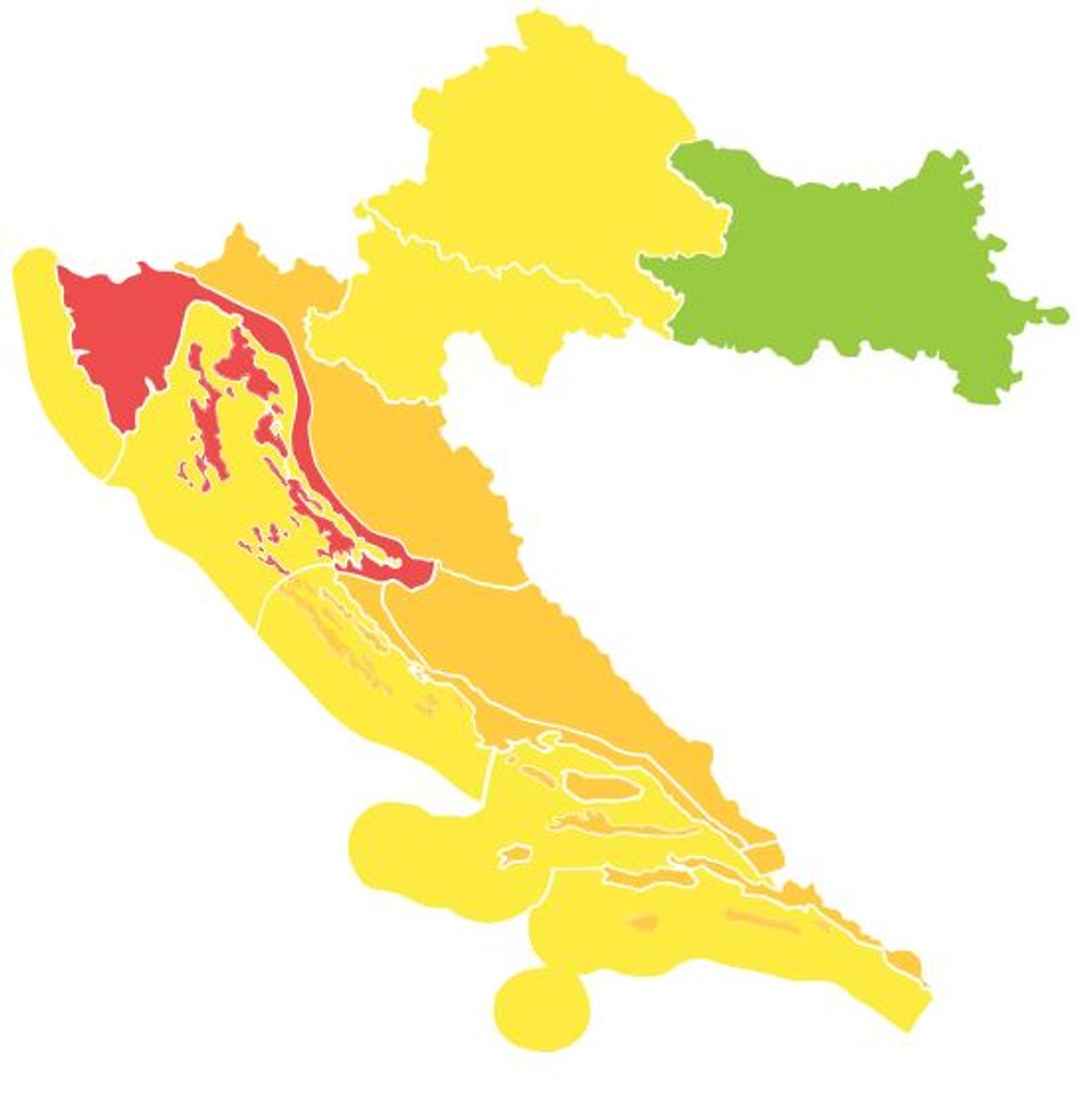 DHMZ JAVLJA Dio obale sutra pod crvenim upozorenjem