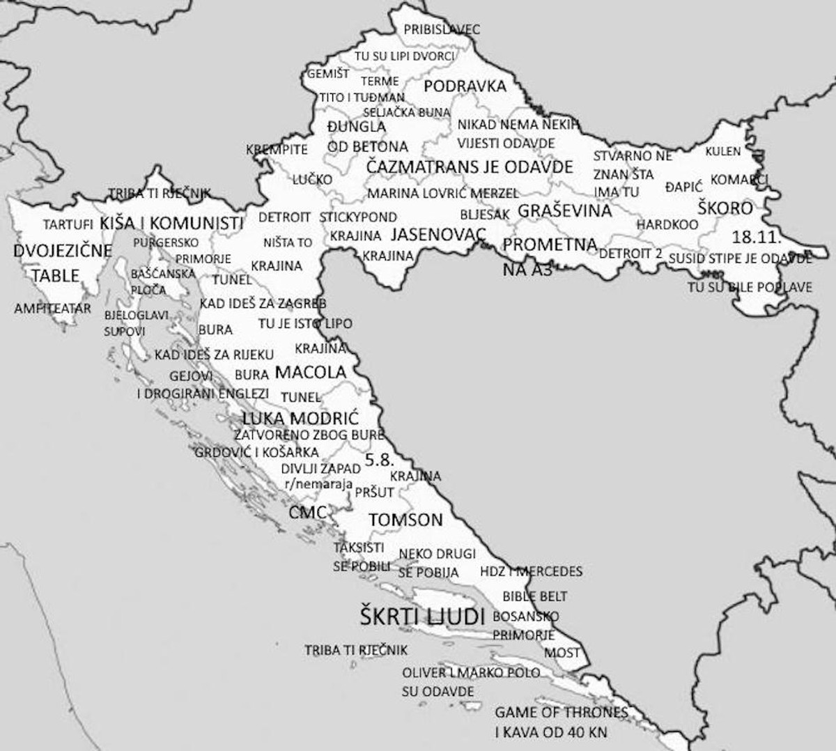 Dalmatinac napravio posebnu kartu Hrvatske koja je postala hit na internetu