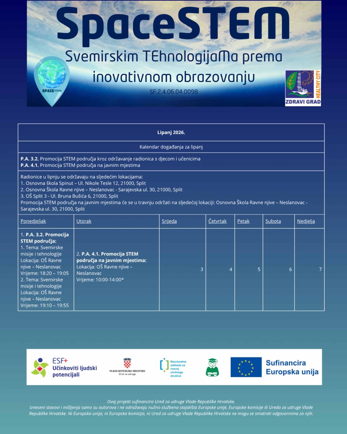 SpaceSTEM u lipnju: Svemirske misije i tehnologije budućnosti za osnovnoškolce