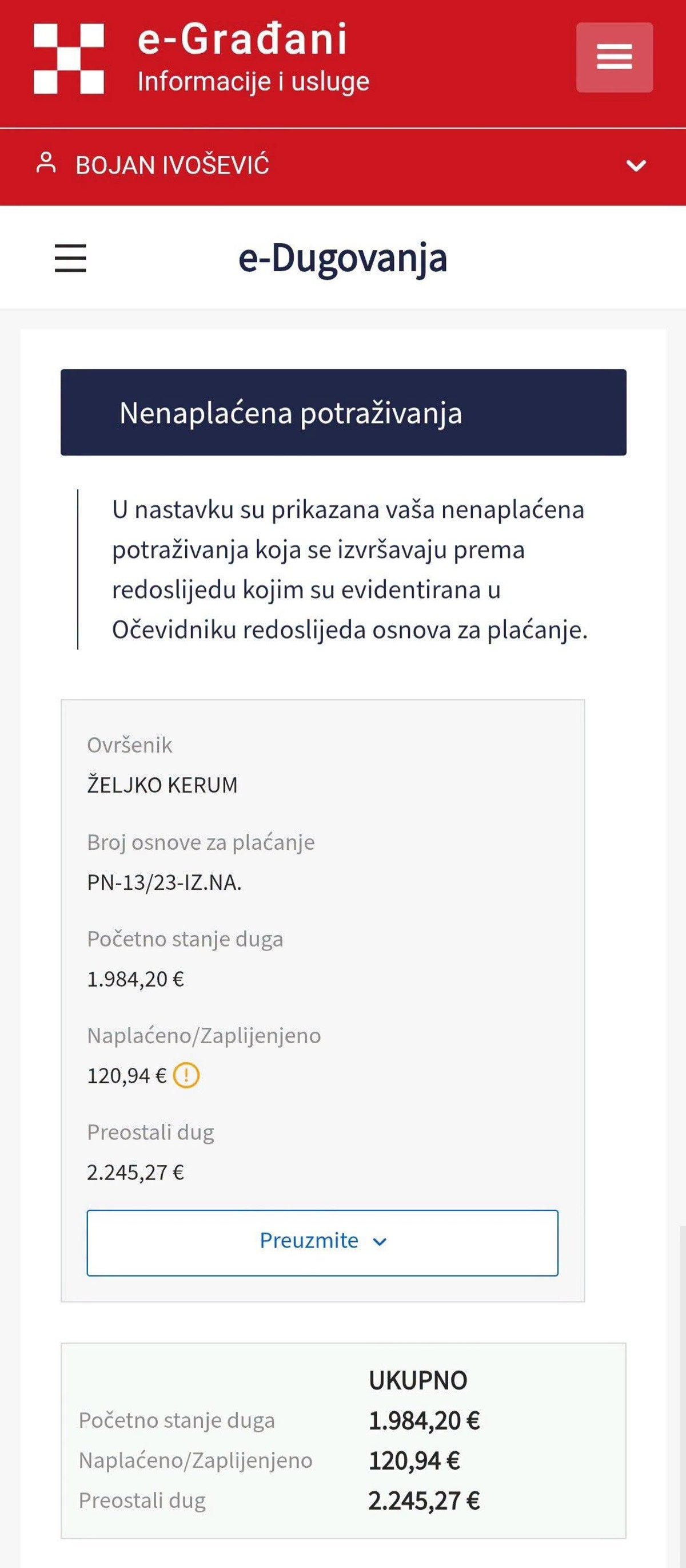 Ivošević blokirao Keruma: S računa mu je ovršio 120,94 eura