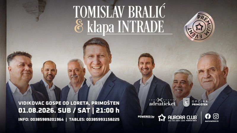Večer klapskih hitova: Tomislav Bralić i Klapa Intrade stižu na spektakularnu pozornicu iznad Primoštena