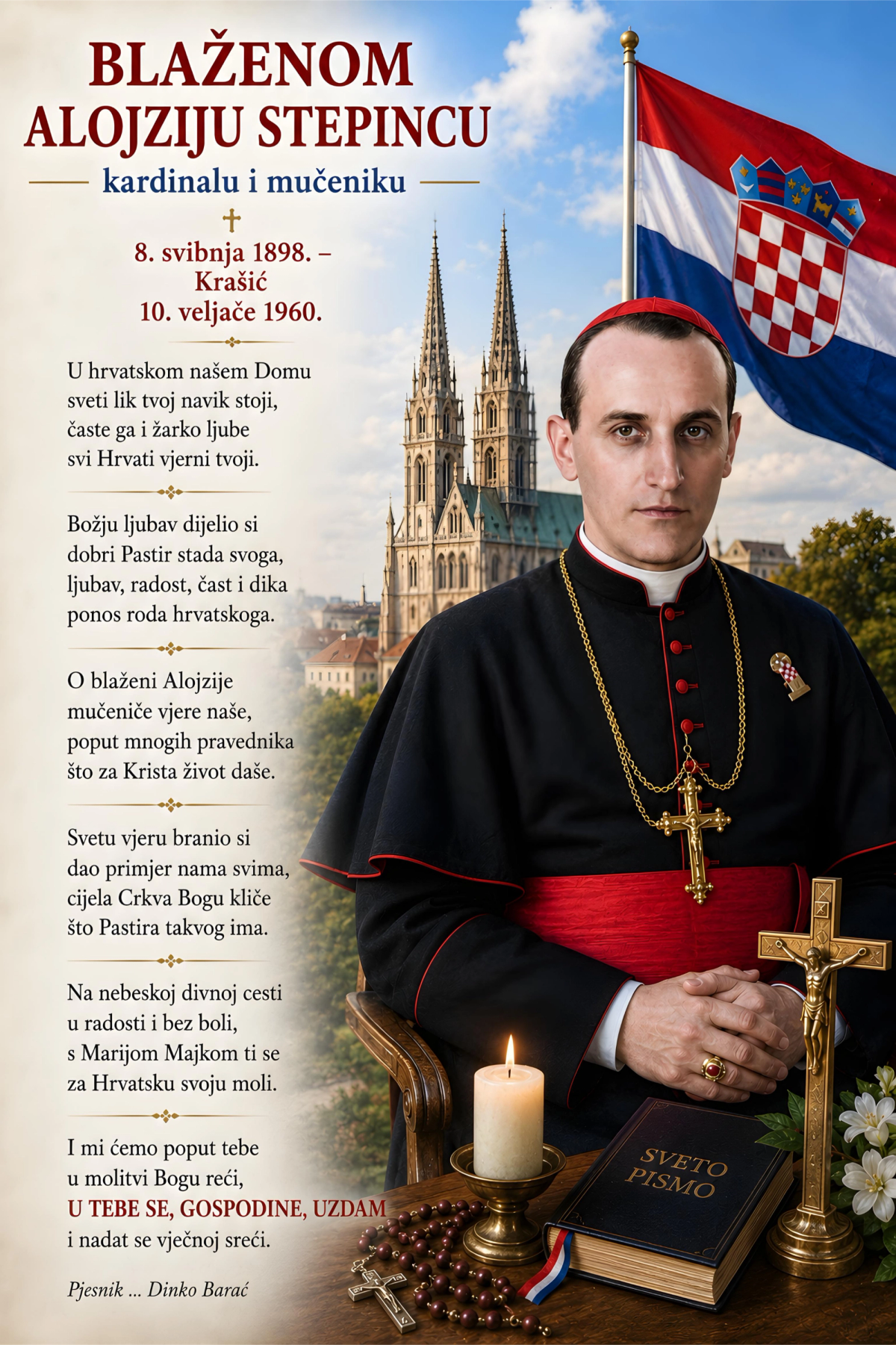 Umirovljeni satnik Hrvatske vojske Dinko Barać pjesmom odaje počast vjeri, domovini i žrtvi hrvatskih branitelja