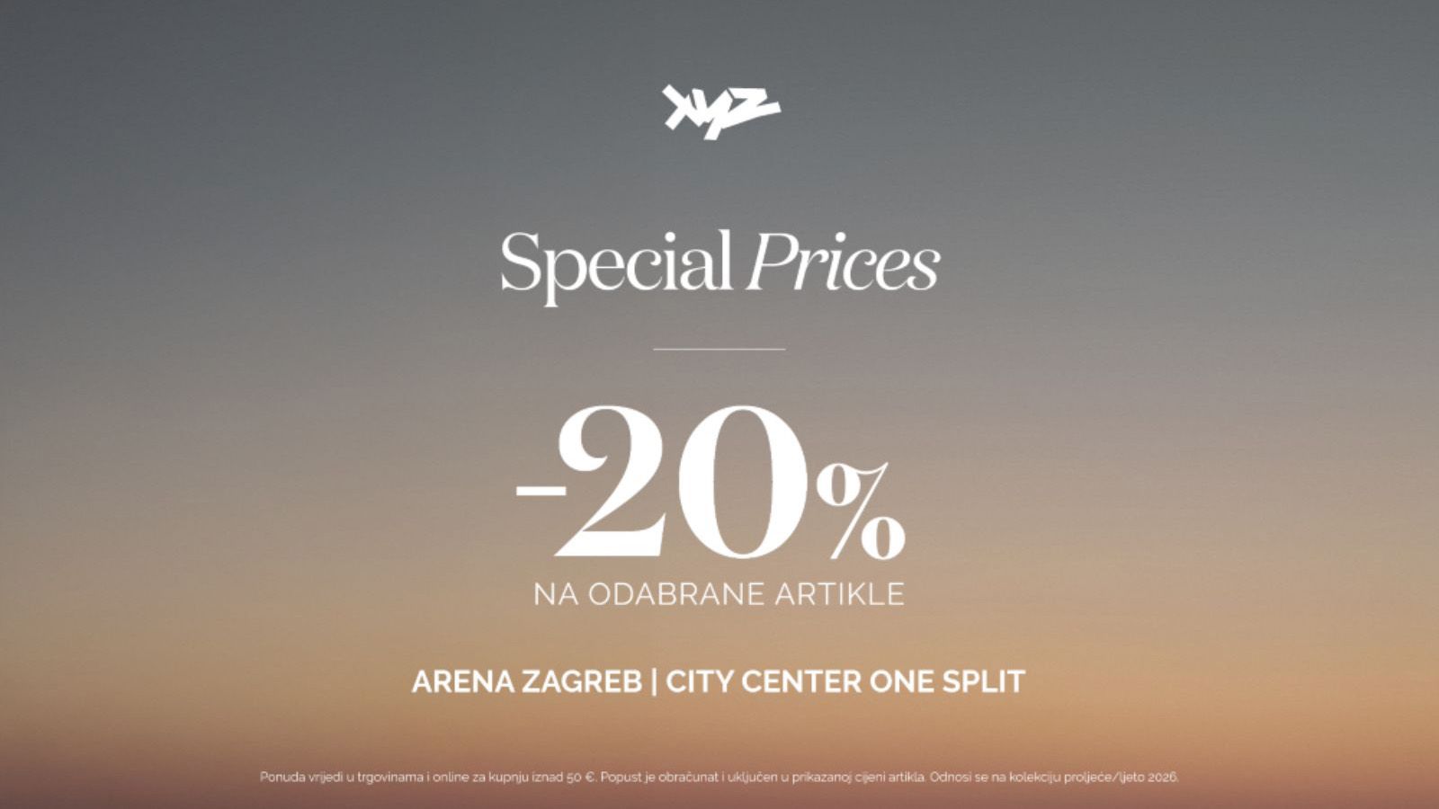 SPECIAL PRICES U XYZ-U: -20 % na odabrane artikle iz aktualne kolekcije