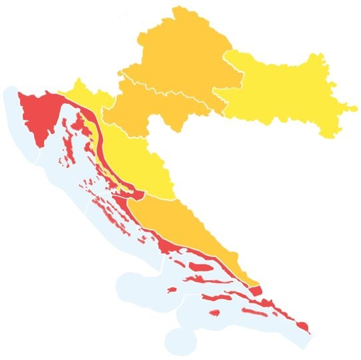 Obala sutra pod crvenim upozorenjem