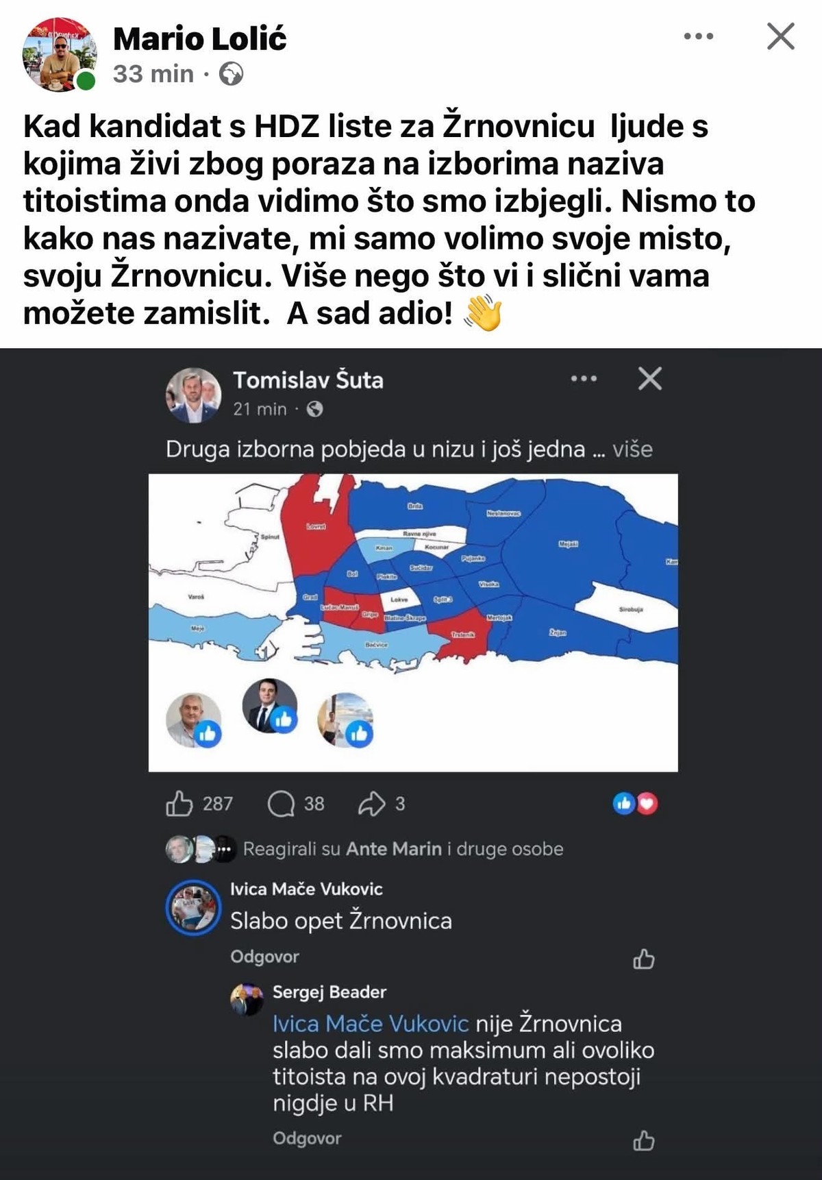 Teško podnio poraz: HDZ-ov kandidat iz Žrnovnice proglasio susjede 'titoistima'